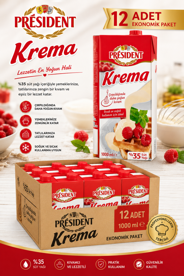President Krema 1L Koli - 12 adet