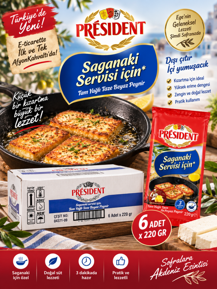 President Saganaki Peyniri (220 GRx6 Adet)