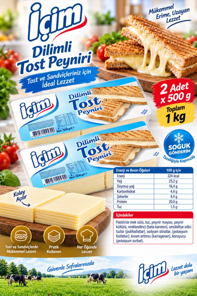 Dilimli Tost Peyniri 500gr x 2 adet