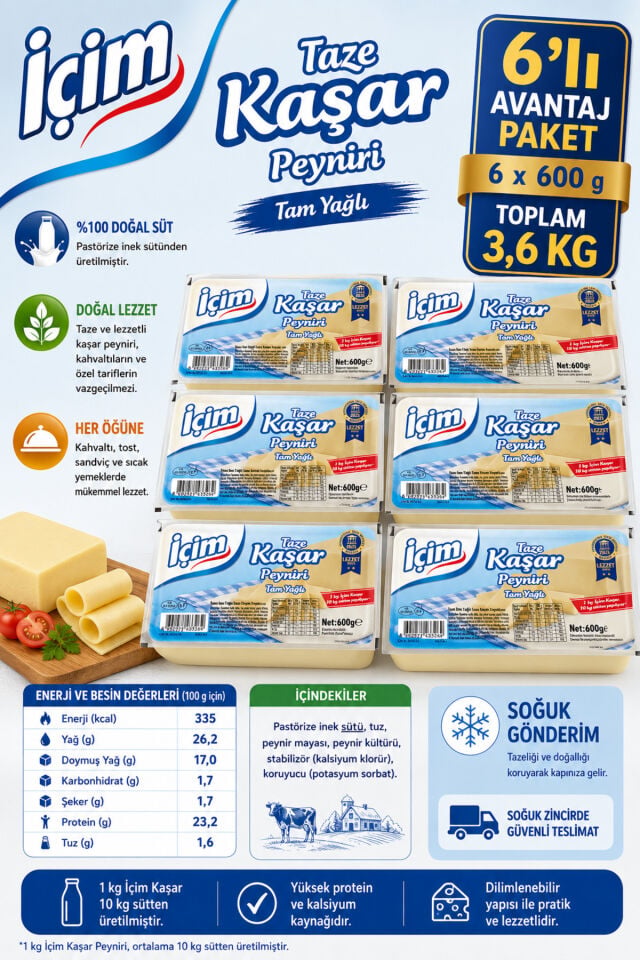 Kaşar Peyniri 600gr x 6 adet