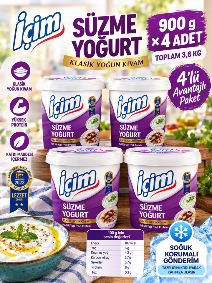 Süzme Yoğurt 900G (4 adet)
